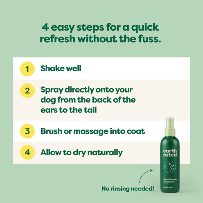 Earth Rated Dog Deodorizing Spray, Conditioning & Odor-Eliminating Perfume for Dogs, for All Coat Types, Refreshing White Tea & Basil Scent, 8 oz.