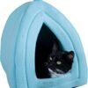 Cat House - Indoor Bed with Removable Foam Cushion - Pet Tent for Puppies, Rabbits, Guinea Pigs, Hedgehogs, and Other Small Animals by PETMAKER (Blue)