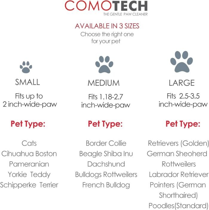 Comotech Dog Paw Cleaner with Bath Brush & Absorbent Towels - Adjustable Ring Handle for Long and Short-Haired Dogs (Large, Blue)