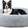 ELSKER&HOME Calming Dog Bed,Donut Washable Warming Soft Round 39 inches Dog Beds for Large Dogs,Anti-Anxiety Fluffy Plush Cushion Bed Fits up to 120 lbs Pets