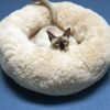 BODISEINT Modern Soft Plush Round Pet Bed for Cats or Small Dogs, Mini Medium Sized Dog Cat Bed Self Warming Autumn Winter Indoor Snooze Sleeping Cozy Kitty Teddy Kennel (20'' D x 8'' H, Champagne) - Image 2