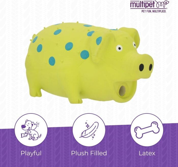 Multipet's 9-Inch Latex Polka Dot Globlet Pig Dog Toy, Assorted Colors