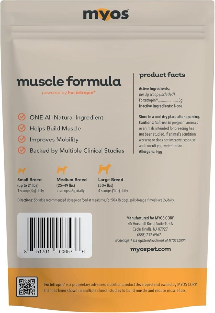 MYOS Canine Muscle Formula - All-Natural Muscle Building Supplement - Helps Reduce Muscle Loss in Aging Dogs and Improve Recovery from Injury or Surgery