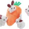 Amazon Basics Hide and Seek Squeaky Dog Plush Toy, Rabbit and Carrot, Orange and White, 5 Pack
