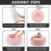 OhGeni Calming Donut Cat Bed Pillow for Small Pets, Machine Washable Removable Cover, Comfort Plush Fluffy Faux Fur with Anti-Slip Bottom, Dogs-Friendly Round Cuddly Design, Pink, 20 inches - Image 6