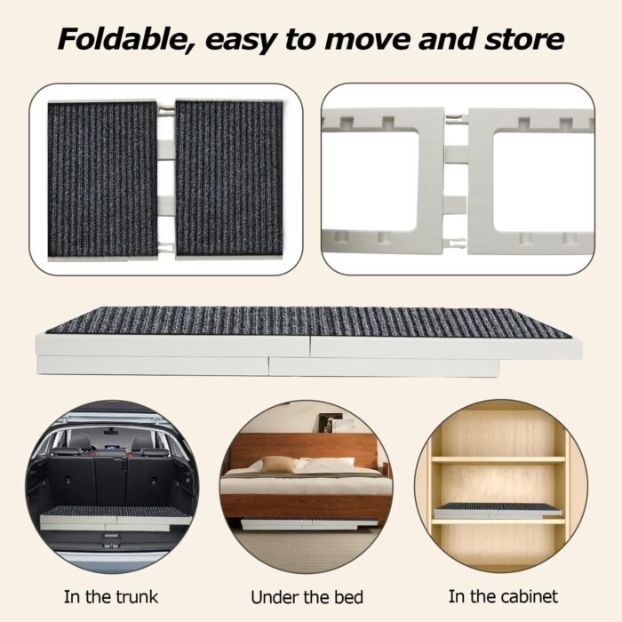 Adjustable Dog Ramp Bed for Small Pets Folding Collapsible Cat Ramps with Non Slip Carpet Portable Indoor Puppy Ramp for Sofa,Chair