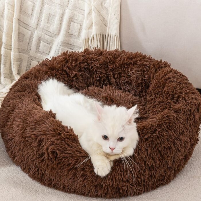 Cat Beds for Indoor Cats Doughnut Dog Bed Kitten Bed Pet Bed Calming Cuter Puppy Bed Small Pet Bed Fluffy Dog Bed Small Round Bed Up to 7 Lbs