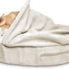 Furhaven 26" Round Orthopedic Dog Bed for Medium/Small Dogs w/ Removable Washable Cover, For Dogs Up to 30 lbs - Sherpa & Suede Snuggery - Blue, 26-inch