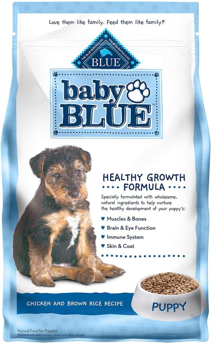 Blue Buffalo Baby Blue Natural Dry Food for Puppies, Healthy Growth Formula with DHA, Savory Chicken Recipe, 4-lb. Bag