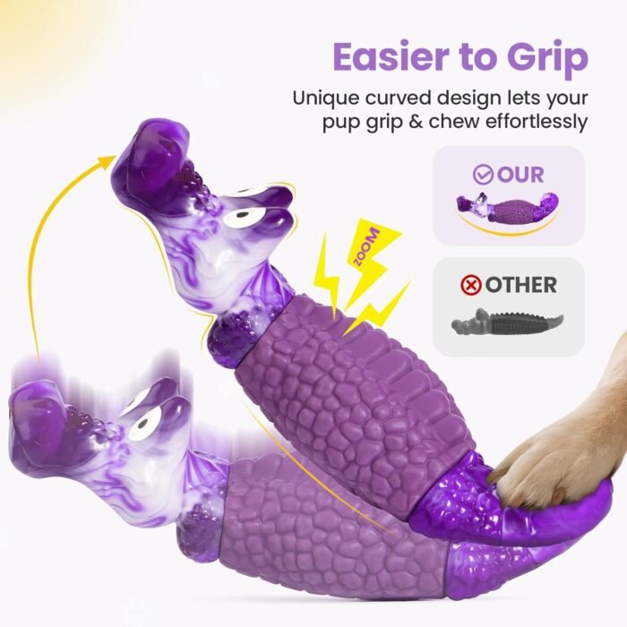 HGB Tough Dog Chew Toys for Aggressive Chewers, Squeaky Indestructible Dog Toy to Keep Them Busy & Reduce Boredom for Medium, Large Breed