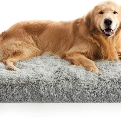 MIHIKK Large Dog Bed, Orthopedic Egg Crate Foam Dog Bed with Removable Washable Cover, Waterproof Dog Mattress Nonskid Bottom, Comfy Anti Anxiety Pet Bed Mat, 35x22 inch, Gray