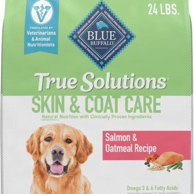 Blue Buffalo True Solutions Skin & Coat Care Natural Dry Dog Food for Adult Dogs, Salmon, 24-lb. Bag
