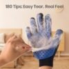 Pet Hair Remover Glove - Gentle Pet Grooming Glove Brush - Deshedding Glove - Massage Mitt with Enhanced Five Finger Design - Perfect for Dogs & Cats with Long & Short Fur - 1 Pack (Right-Hand), Blue - Image 2