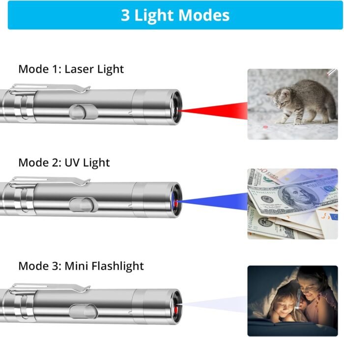 TBTeek Cat Toy for Indoor Cats, 3 Light Modes & 5 Adjustable Patterns, USB Rechargeable Interactive Kitten Pet Dog Toy, Portable Interactive Cat Toy Fun Chase Play Exercise