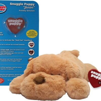 Original Snuggle Puppy Junior. Pet Anxiety Relief and Calming Aid, Comfort Toy for Behavioral Training in Biscuit