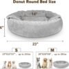 JOEJOY Small Dog Bed Cat Bed with Hooded Blanket, Cozy Cuddler Luxury Puppy Pet Bed, Donut Round Calming Anti-Anxiety Dog Burrow Cave Bed - Anti-Slip Bottom and Machine Washable 23 inch - Image 2