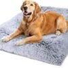 Vonabem Large Dog Bed Crate Pad 36 inch, Washable Pet Crate Beds Large Medium Small Sized Dogs, Deluxe Plush Anti-Slip Dog Mats for Sleeping, Soft Kennel Pad 35 * 23 inch Grey