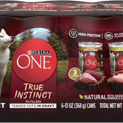 Purina ONE True Instinct Tender Cuts in Gravy with Real Turkey and Venison, and with Real Chicken and Duck High Protein Wet Dog Food Variety Pack - (Pack of 6) 13 Oz. Cans