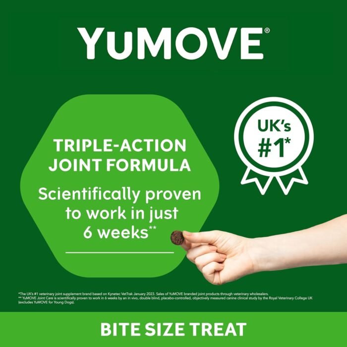 Dog Joint Supplement, Hip and Joint Supplement for Dogs with Glucosamine, Hyaluronic Acid, and Green Lipped Mussel and Omegas, Relief for Dog Hip and Joint Aches and Stiffness, by YuMOVE - 150 Bites