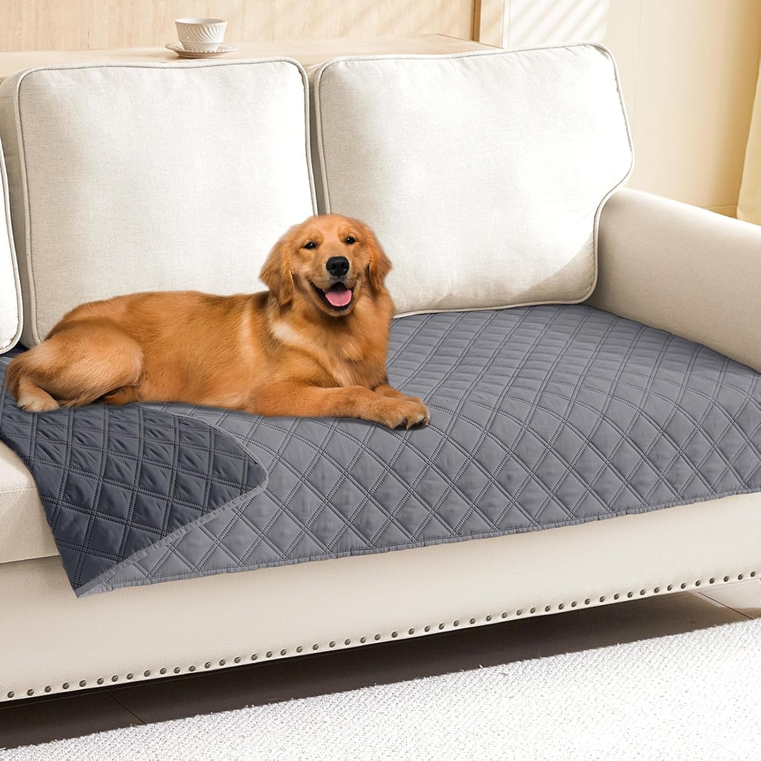 Smiry Waterproof Dog Blanket, Reversible Dog Bed Cover Pet Blanket, Soft Pet Couch Covers for Sofa Washable, Bed Couch Sofa Furniture Protector for Puppy Cat Kids (30″x70″, Grey/Dark Grey)