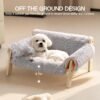 MEWOOFUN Cat Couch Bed, Pet Sofa for Indoor Cats Wooden Indoor Elevated Cat Beds with Removable Mattress Cover Suitable for Kitty, Puppy or Small Animal (Grey, Medium) - Image 6