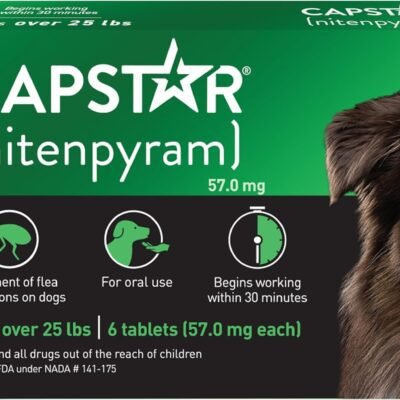 CAPSTAR Oral Flea Treatment for Dogs, Fast Acting Tablets Start Killing Fleas in 30 Minutes, Medium & Large Dogs (Over 25 lbs), 6 Doses