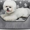 SIWA MARY Rectangle Dog Bed for Small Medium Dogs, Calming Dog Bed Small Size Dog, Orthopedic Dog Sofa Bed, Washable Soft Calming Sleeping Dog Soft Puppy Bed, Anti-Slip Bottom, Grey, S (20"x 19"x 6")
