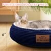 20in Washable Cat Beds for Indoor Cats - Round Donut Pet Bed for Cats, Small Dogs, Puppy, Kitten - Anti-Slip Bottom, Calming Bed Gift - Navy Blue - Image 4