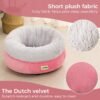 Cat Bed for Indoor Cats,Round Cat Bed for Small Pets,Washable Pet Bed with Non-Skid Bottom,Pet Bed for Puppy and Kitty,19 Inches,Pink - Image 2