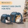PETSFIT Soft Sided Dog Crate, Travel Dog Crate - 19 Inch Lightweight, Roomy, Easy to Set Up, Portable Pop Up Dog Carrier with Thick Mat, Sturdy Portable Dog Crate Navy Blue - Image 3