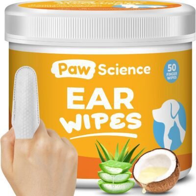 Dog Ear Cleaner Wipes – Finger Wipes for Dogs – Cleaning, Soothing, and Deodorizing Itchy Ears – Pet Ear Relief Solution