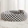 BFPETHOME Donut Dog Beds for Small Dog, Round Cat Beds for Indoor Cats, Calming Pet Bed for Puppy and Kitty with Non-Slip Bottom, Cute Fancy Dog Bed Machine Washable Plush Fabric