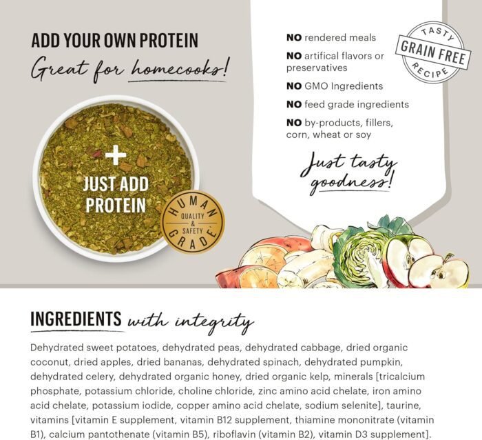 81U2EQiBzL._AC_SL1500_.jpg The Honest Kitchen Dehydrated Grain Free Fruit & Veggie Base Mix Dog Food (Just Add Protein), 3 lb Box