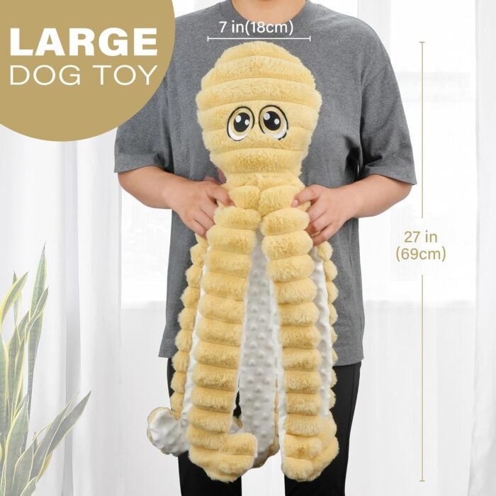 Dog Toys for Large Dogs, 27” Extra Large Plush Octopus Dog Toy, Crinkle Squeaky Dog Toys, Tug of War Pet Toy for Small Medium Large Dogs, Puppy Chew Toys
