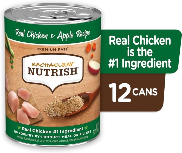 Rachael Ray Nutrish Premium Pate Real Chicken & Apple Recipe Wet Dog Food, 13 oz. Can (Pack of 12)
