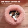 Veehoo Calming Cat Bed & Dog Bed, Anti-Anxiety Donut-Shaped, Plush Faux Fur & Cotton, 20" Pink, Machine Washable, 15 lbs Max Weight - Image 2