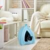 Cat House - Indoor Bed with Removable Foam Cushion - Pet Tent for Puppies, Rabbits, Guinea Pigs, Hedgehogs, and Other Small Animals by PETMAKER (Blue)