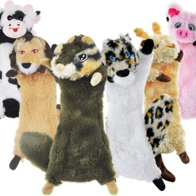 SHARLOVY Dog Squeaky Toy No Stuffing 6 Pack, Dog Toys Crinkle for Small Puppy, Durable Chew Plush Cute Animals Natural for Teething Pet