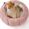 Lesure Dog beds for Small Dogs - Washable Cute Cat Beds with Versatile Dual-Use Design, Reversible Round Pet Bed for Puppy and Kitten, 25x25x8 Inches