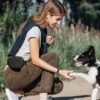 Dog Treat Pouch with Training Clicker, Upgrade Stronger Magnetic Closure to Avoid Spilling, 1.67 Cup Silicone Treat Bag Fanny Pack with Waist Belt for Pet Training Walking (Black)