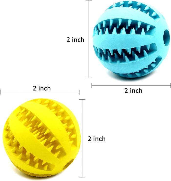 Youngever 2 Pack Dog Ball Toys for Pet Tooth Cleaning, Chewing, Fetching, Treat Ball Food Dispensing Toys (Small 2 Inch)