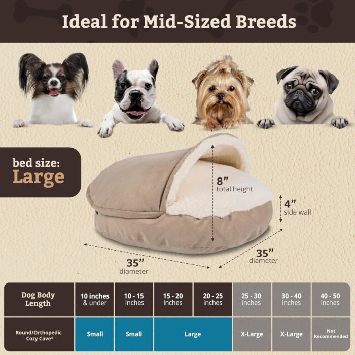 813zL3jkpML._AC_SL1500_.jpg Snoozer Luxury Microsuede Cozy Cave Pet Bed, Large, Buckskin