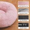 OhGeni Calming Donut Cat Bed Pillow for Small Pets, Machine Washable Removable Cover, Comfort Plush Fluffy Faux Fur with Anti-Slip Bottom, Dogs-Friendly Round Cuddly Design, Pink, 20 inches - Image 4