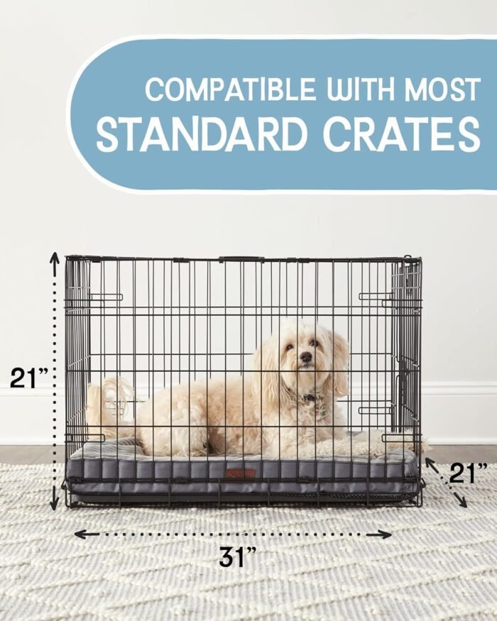 OhGeni 30 Inch Orthopedic Waterproof & Machine Washable Dog Bed for Small Medium Pets, 20D Egg Crate Foam Stable Support, Non-Slip Bottom and Removable Cover, Tear-Resistant Invisible Zipper(Gray)