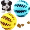 Youngever 2 Pack Dog Ball Toys for Pet Tooth Cleaning, Chewing, Fetching, Treat Ball Food Dispensing Toys (Small 2 Inch)