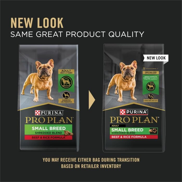 Purina Pro Plan High Protein Small Breed Dog Food, Shredded Blend Beef & Rice Formula - 18 lb. Bag