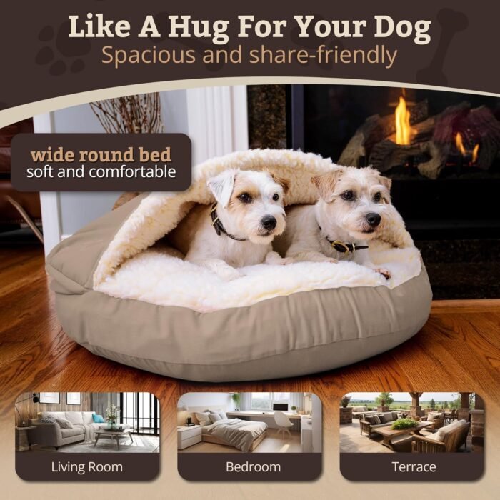 81AFFRSunoL._AC_SL1500_.jpg Snoozer Luxury Microsuede Cozy Cave Pet Bed, Large, Buckskin