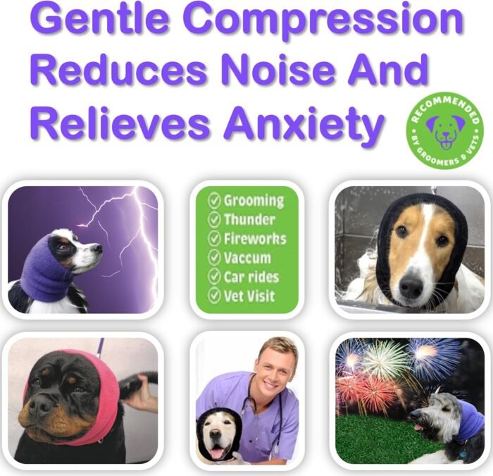 Happy Hoodie The Original Dog & Cat Calming Band, Anxiety Relief/Noise Protection-Grooming-Thunder-Fireworks (Large, Blue)