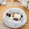 Calming Small Dog Bed, Anti-Anxiety Donut Cuddler Pet Beds Washable, Cozy Soft Puppy Bed, Fluffy Faux Fur Plush Pet Cushion for Small Medium Dogs & Cats (Light Grey, 20") - Image 3