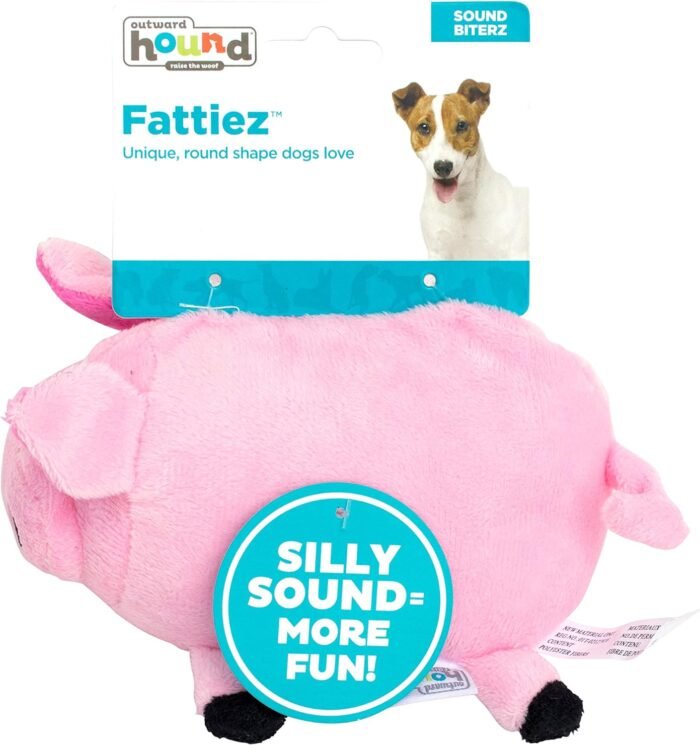 Outward Hound Fattiez Pig Plush Squeaky Dog Toy, Small